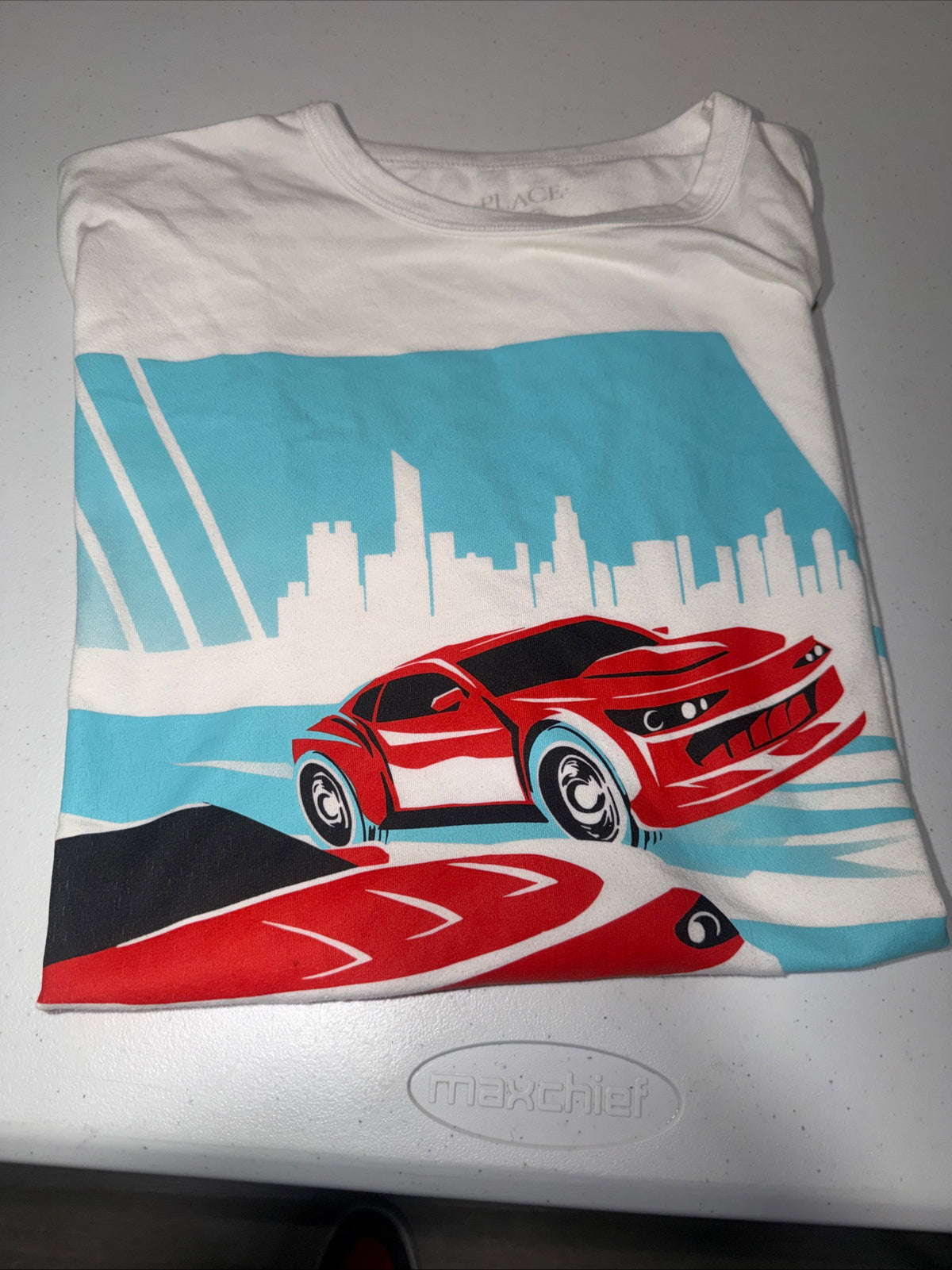 The Children’s Place Boys Sports Cars Graphic Tee in White Size XXL/TTG • 16