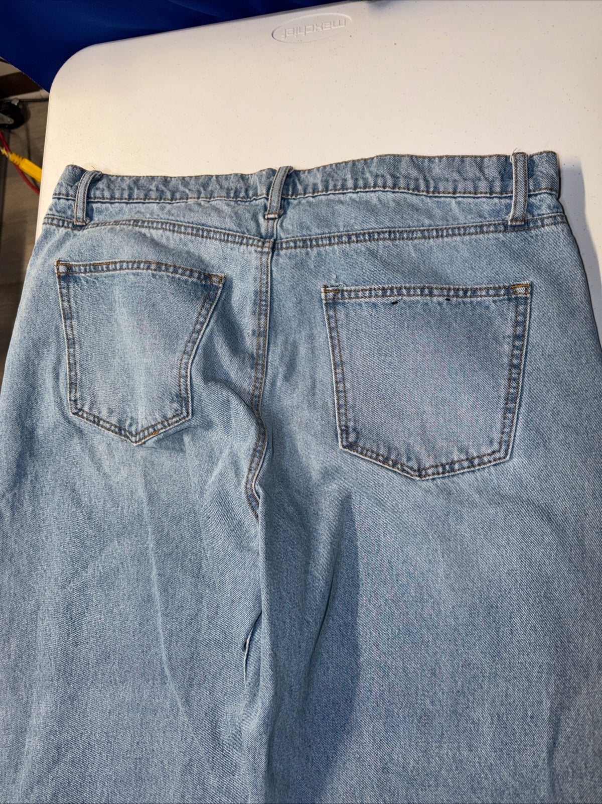 Laser Loose Fit Jeans Mens 36x32 Blue Denim Fit Rigid Denim