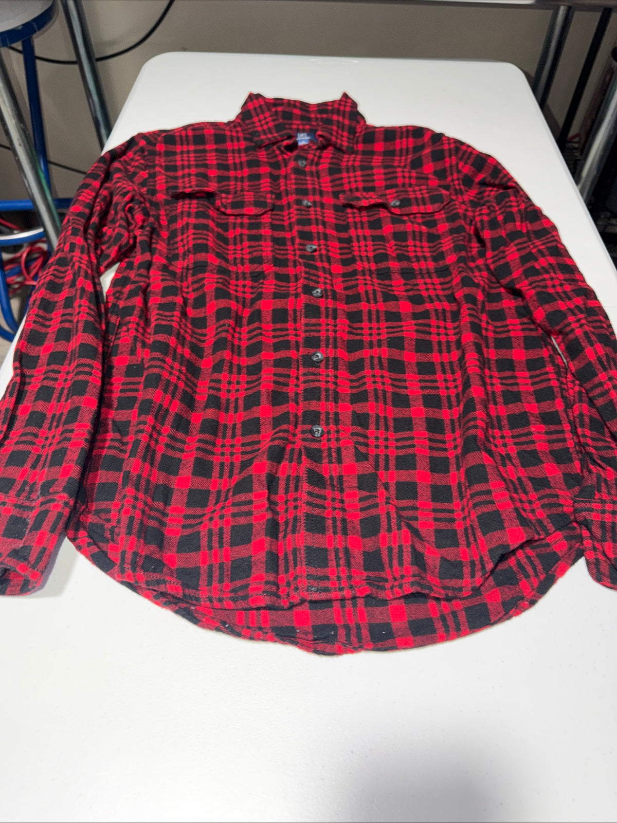 George Men’s Super soft red and black plaid flannel shirt Size S 34-36