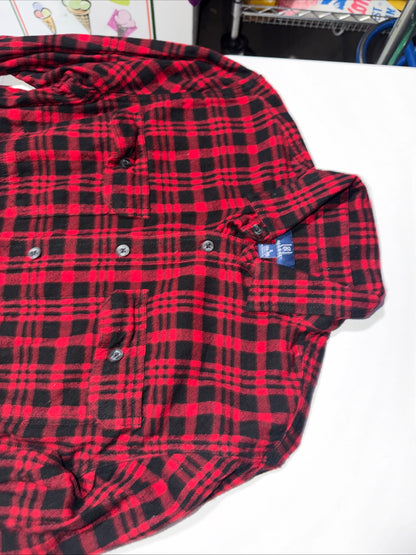 George Men’s Super soft red and black plaid flannel shirt Size S 34-36