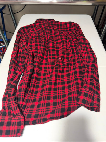 George Men’s Super soft red and black plaid flannel shirt Size S 34-36