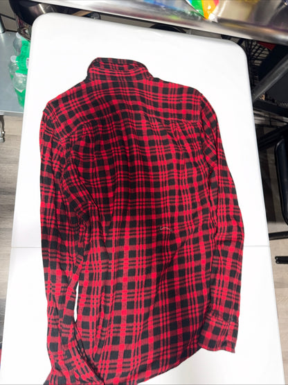 George Men’s Super soft red and black plaid flannel shirt Size S 34-36
