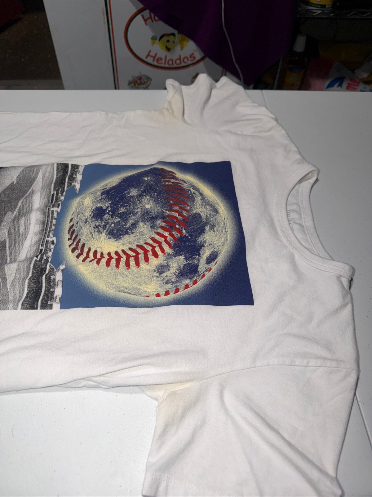The Children’s Place Boys Baseball Moon Graphic Tee In White Size XL/TG • 14