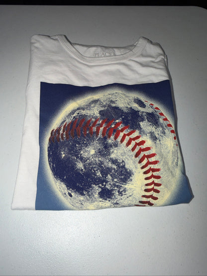 The Children’s Place Boys Baseball Moon Graphic Tee In White Size XL/TG • 14