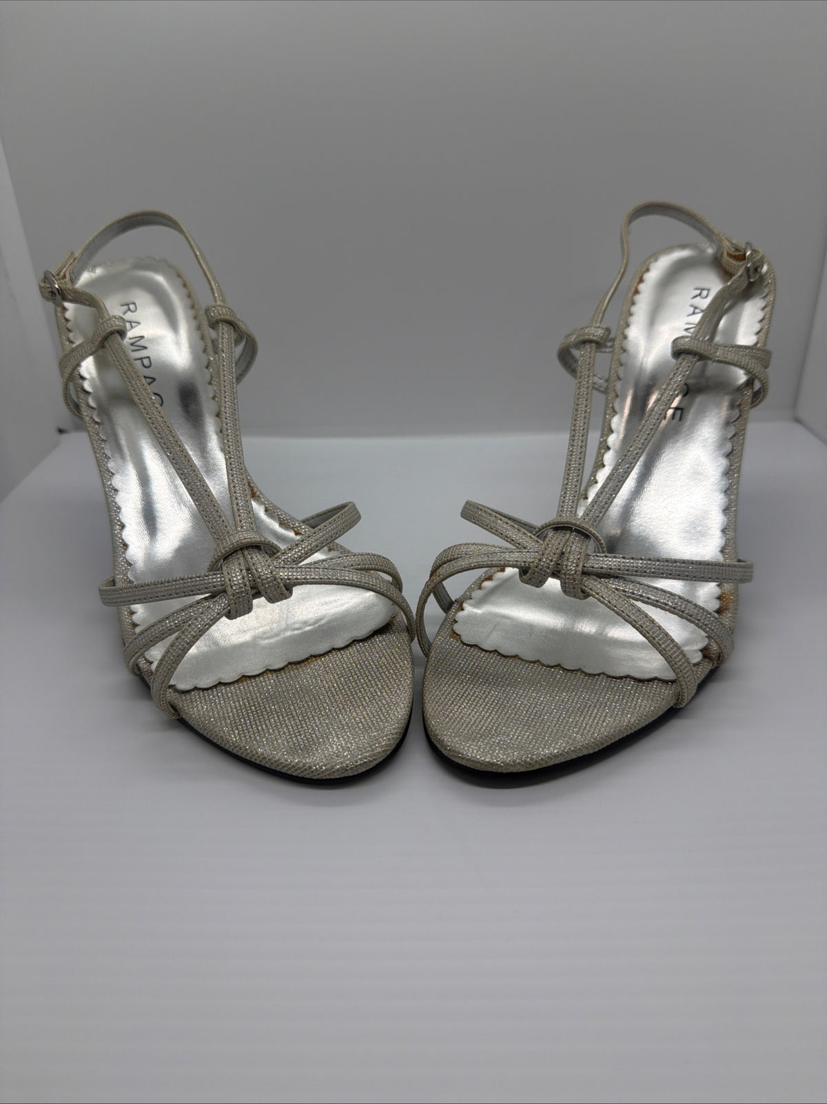 Rampage silver strappy heeled sandals Women’s Size M-8