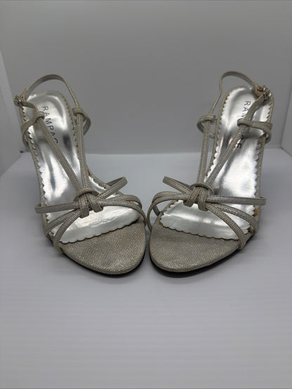 Rampage silver strappy heeled sandals Women’s Size M-8