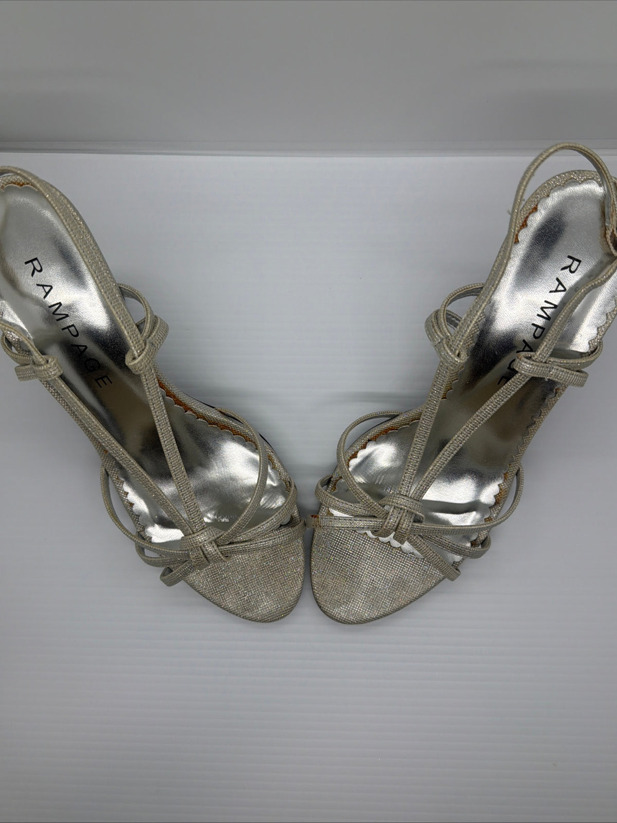 Rampage silver strappy heeled sandals Women’s Size M-8