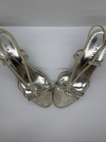 Rampage silver strappy heeled sandals Women’s Size M-8