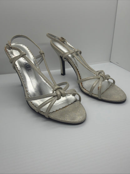 Rampage silver strappy heeled sandals Women’s Size M-8