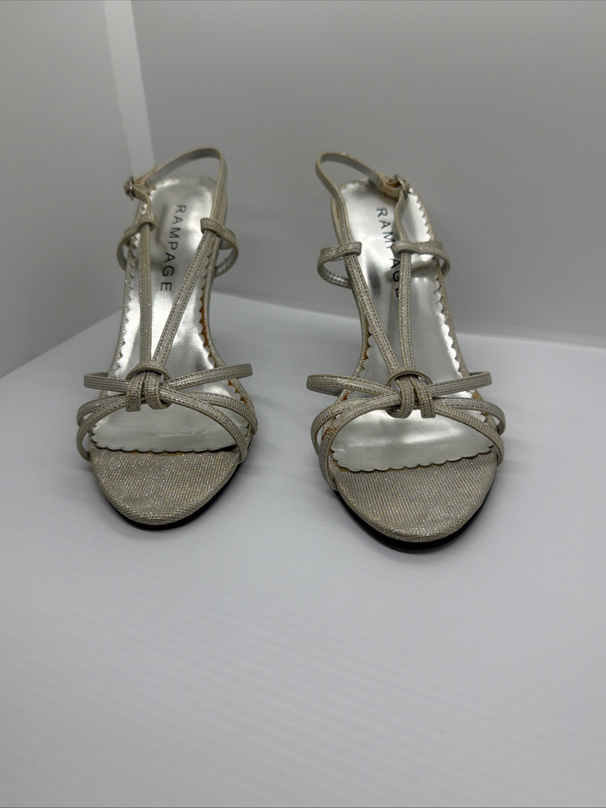 Rampage silver strappy heeled sandals Women’s Size M-8
