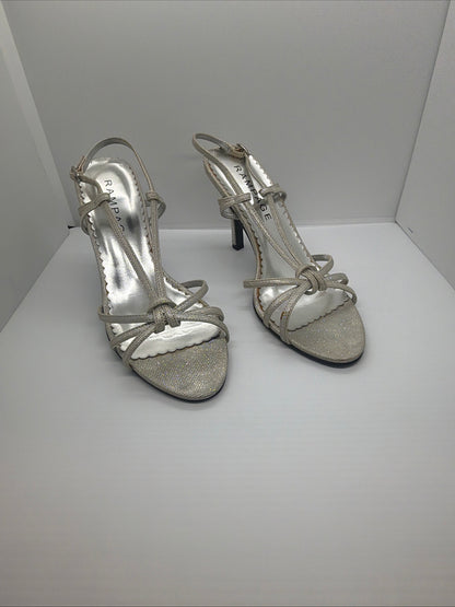Rampage silver strappy heeled sandals Women’s Size M-8
