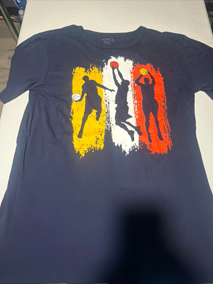 The children’s place boys basketball player graphic tee in navy blue XXL/TTG- 16