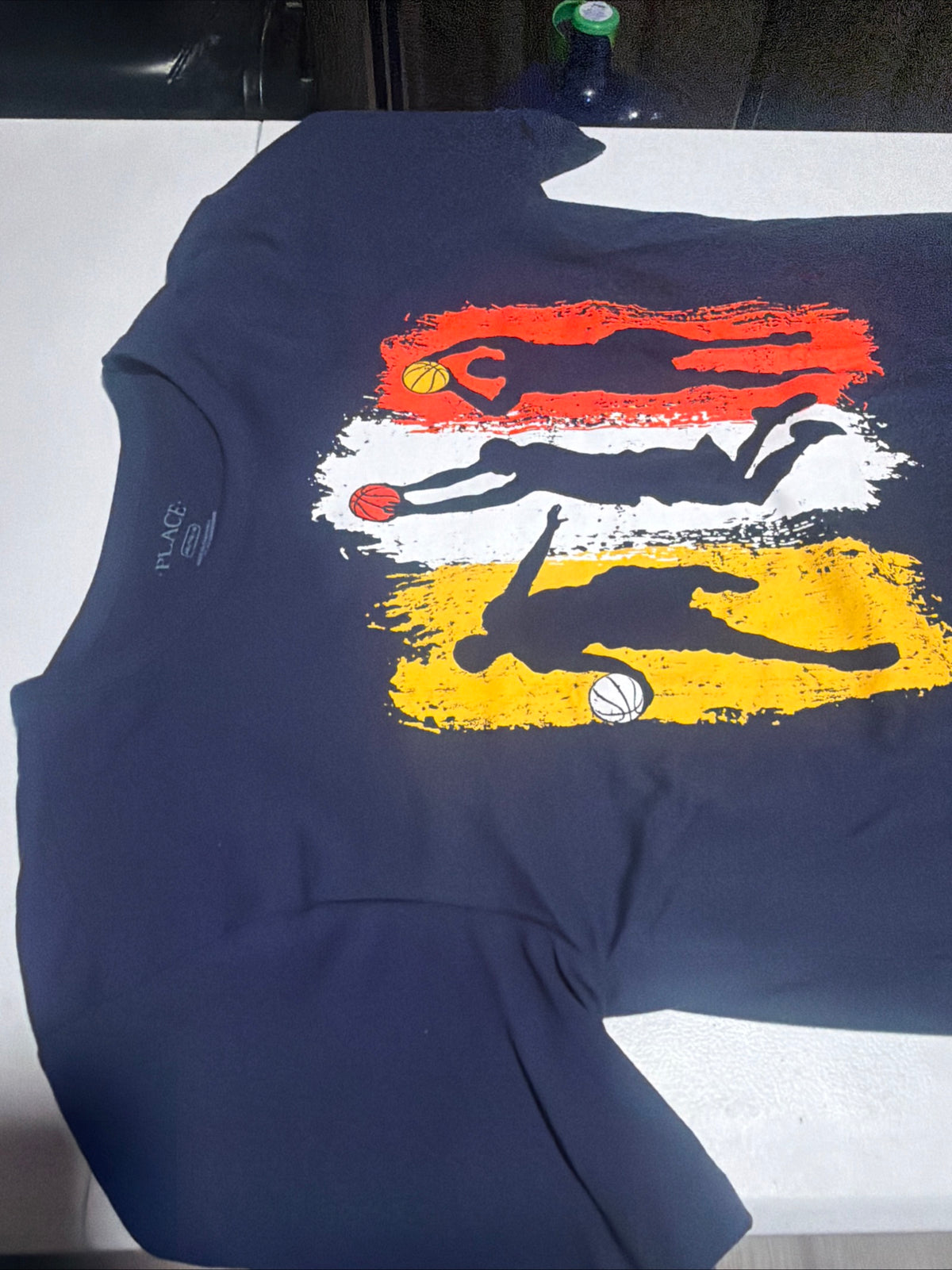 The children’s place boys basketball player graphic tee in navy blue XXL/TTG- 16
