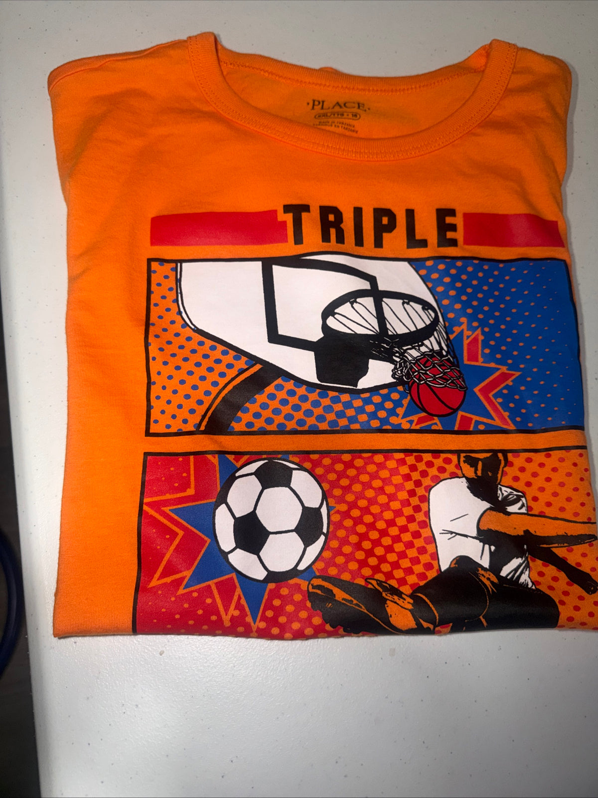 The children’s place boys triple threat Graphic Tee-Orange Size XXL/TTG•16