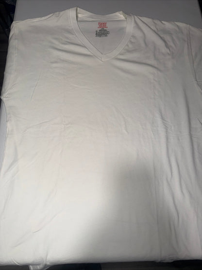 Hanes Men’s White V-Neck undershirt Made from ComfortSoft cotton Fabric L/G/G