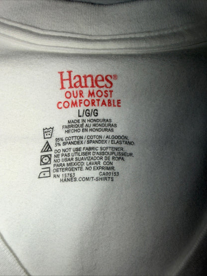 Hanes Men’s White V-Neck undershirt Made from ComfortSoft cotton Fabric L/G/G