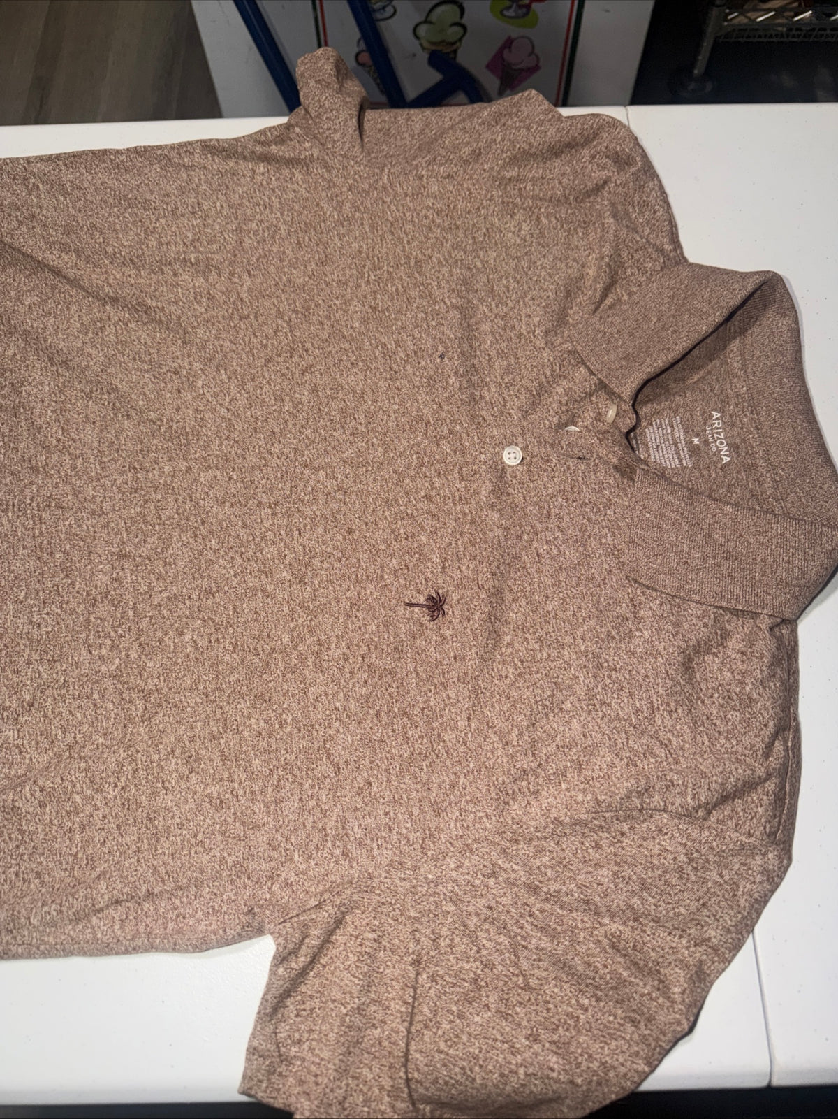 Arizona Jean Co. men’s short-sleeve polo shirt in light brown heathered Size M