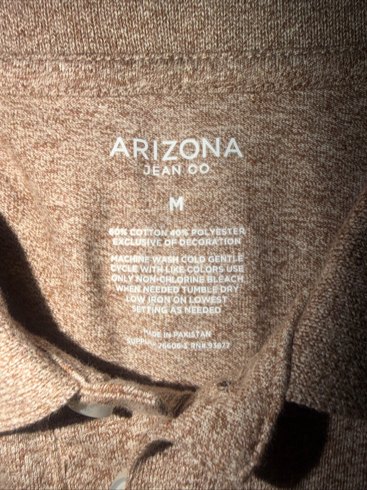 Arizona Jean Co. men’s short-sleeve polo shirt in light brown heathered Size M