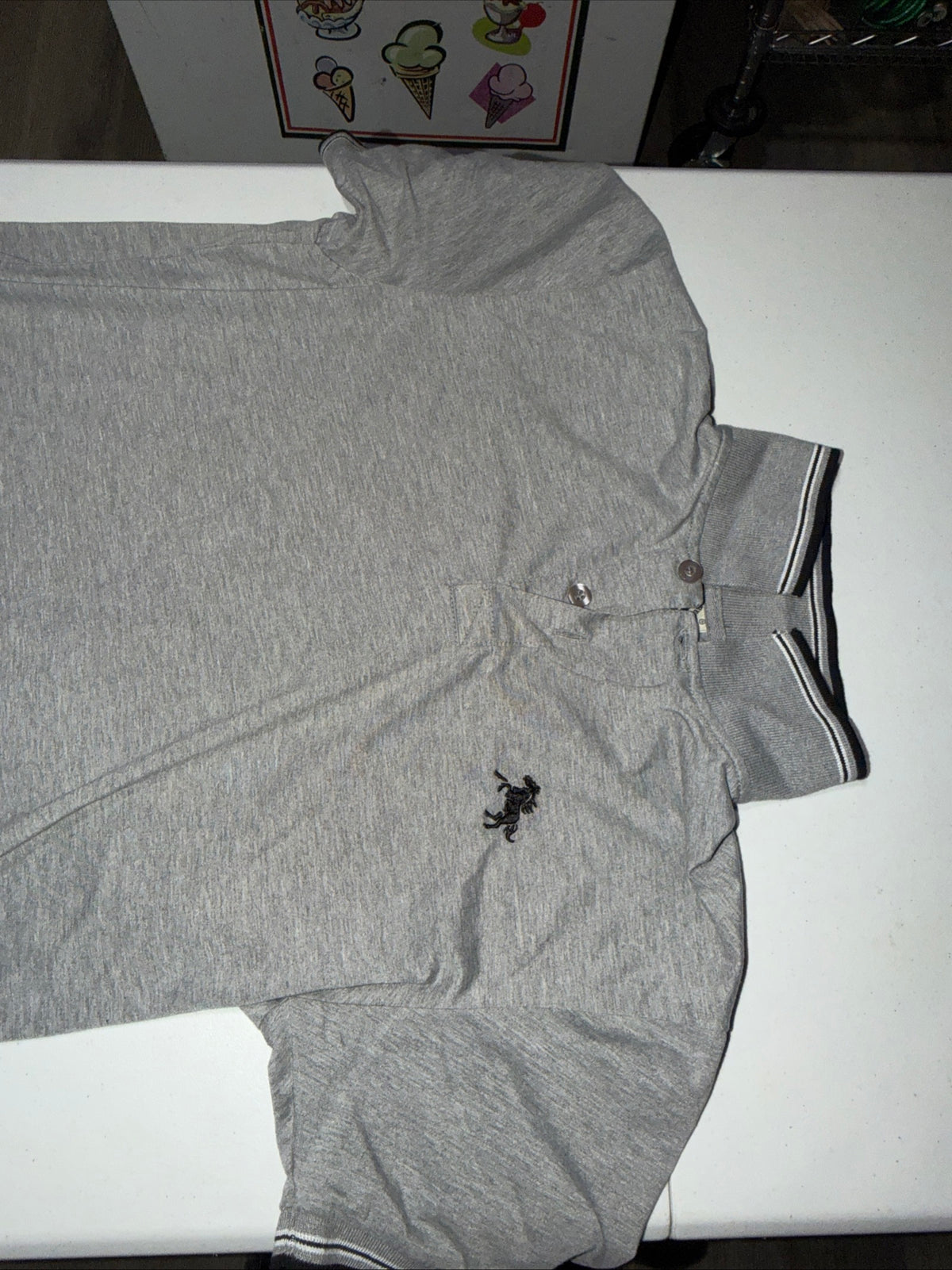 DinoRobert Men’s Grey Polo Shirt Size Small