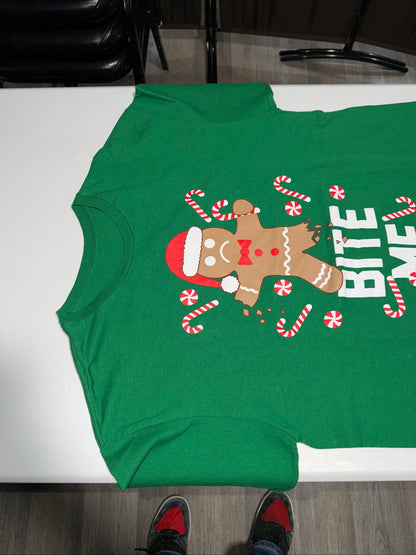Gingerbread Man Bite Me Christmas Shirt Men’s Size XL