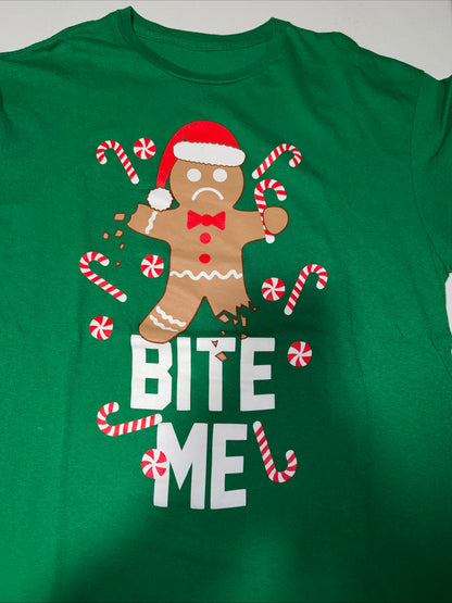 Gingerbread Man Bite Me Christmas Shirt Men’s Size XL