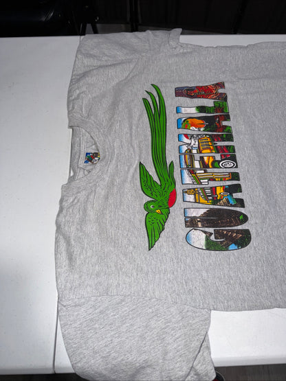Vintage Grey T-shirt Featuring a queztal bird and Guatemala scenes size men’s M
