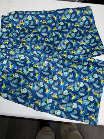 Beach Boys Surf Shop Short Swim trunks with A blue parrot pattern size 18 Boys