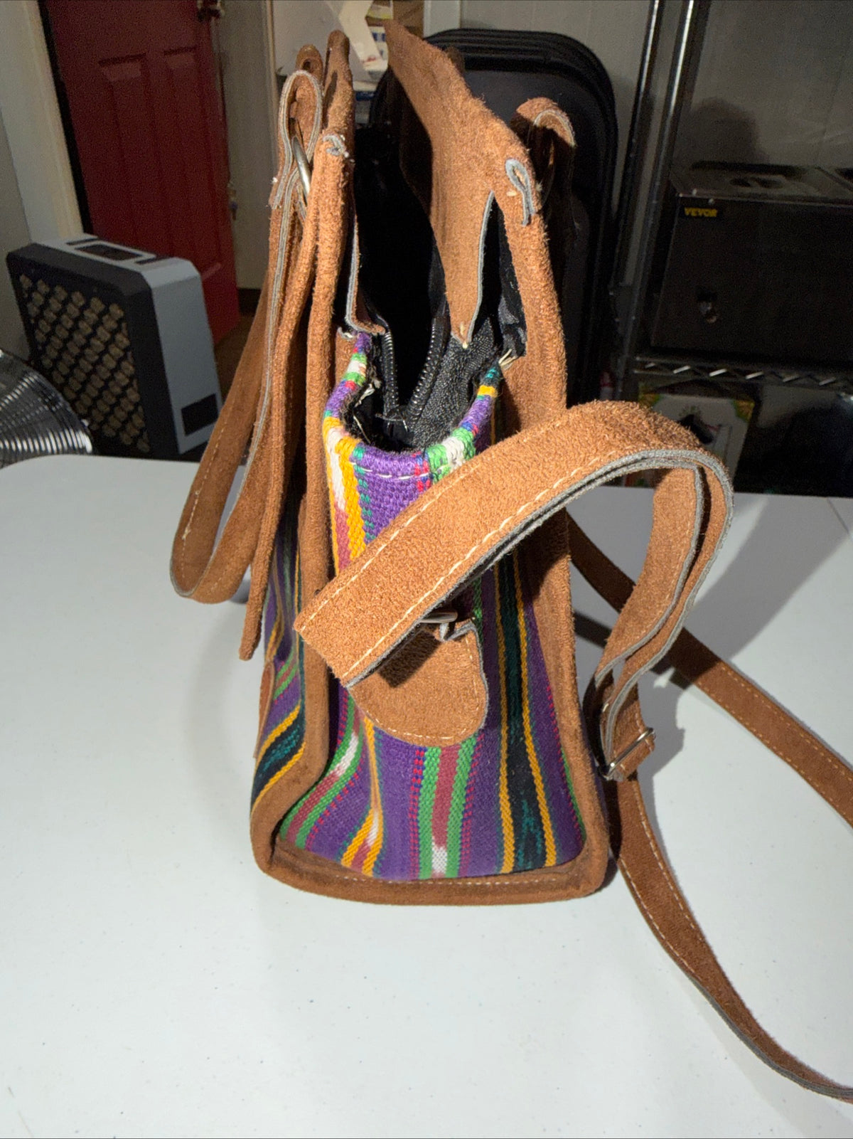 Handmade Guatemala Cotton Tote Bag with Woven Textile Patterns and Handles