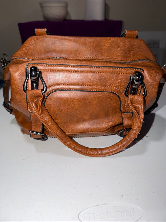 Tan Brown PU Leather Satchel/handbag For women