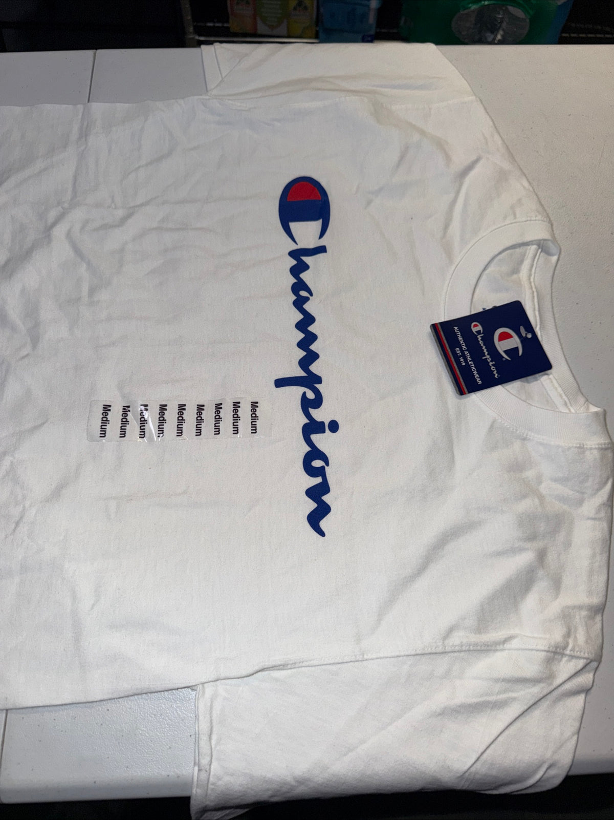 Champion Men’s Short Sleeve T-shirt Classic Graphic White, Size M
