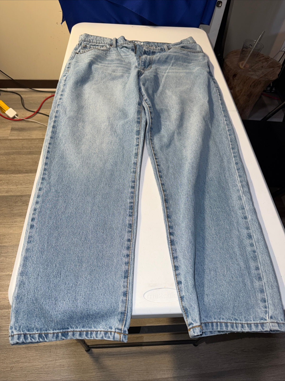 Laser Loose Fit Jeans Mens 36x32 Blue Denim Fit Rigid Denim