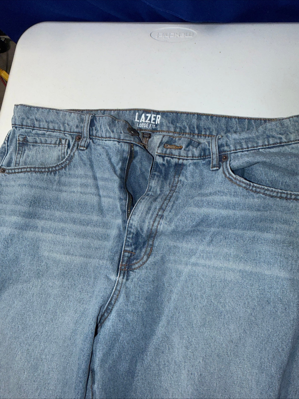 Laser Loose Fit Jeans Mens 36x32 Blue Denim Fit Rigid Denim