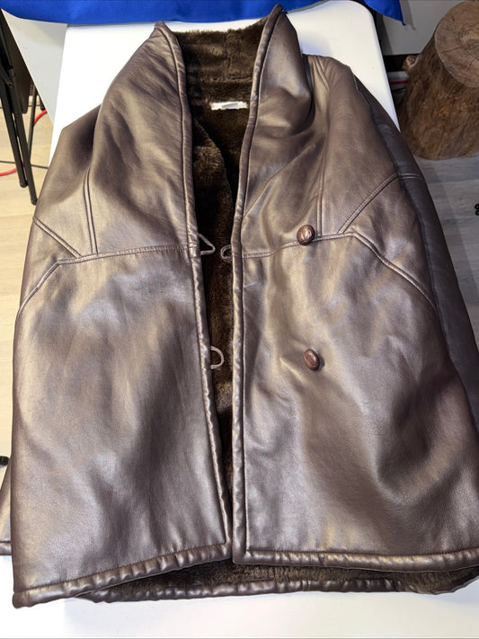 Paris Sport club women’s Brown Faux Leather Jacket Size Small