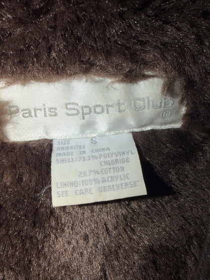 Paris Sport club women’s Brown Faux Leather Jacket Size Small