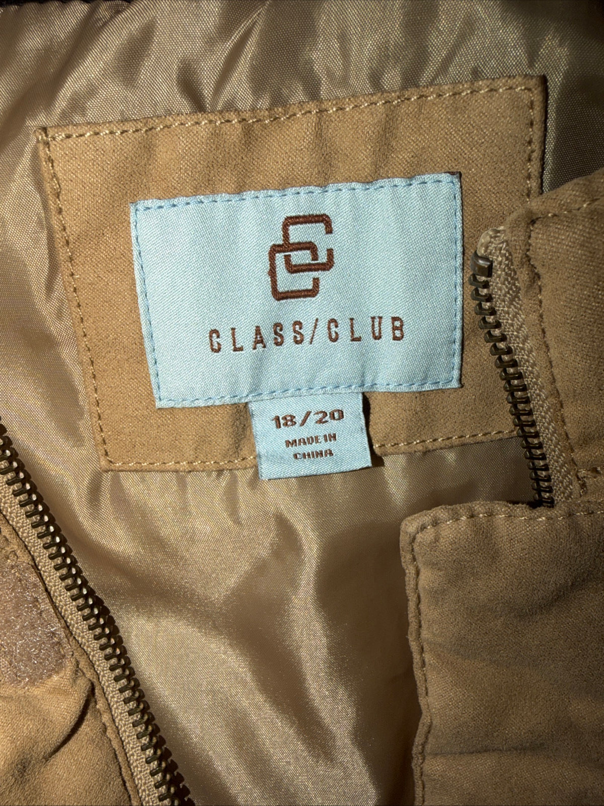 Class/club Brand Tan Leather Jacket Size 18/20