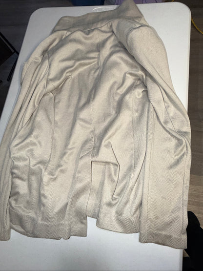 Calvin Klein women’s herringbone one button tailored blazer, Cream/beige, Size M