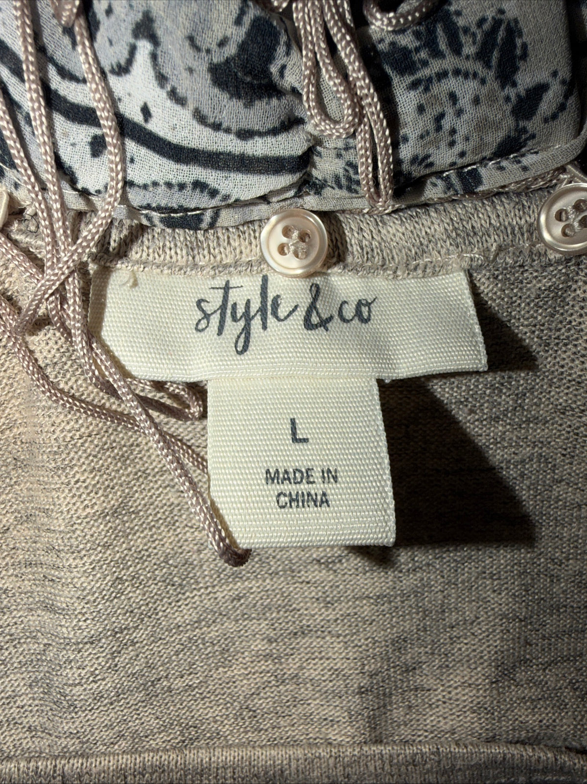 Style & Co Gray Heathered Long Sleeve Top Size L