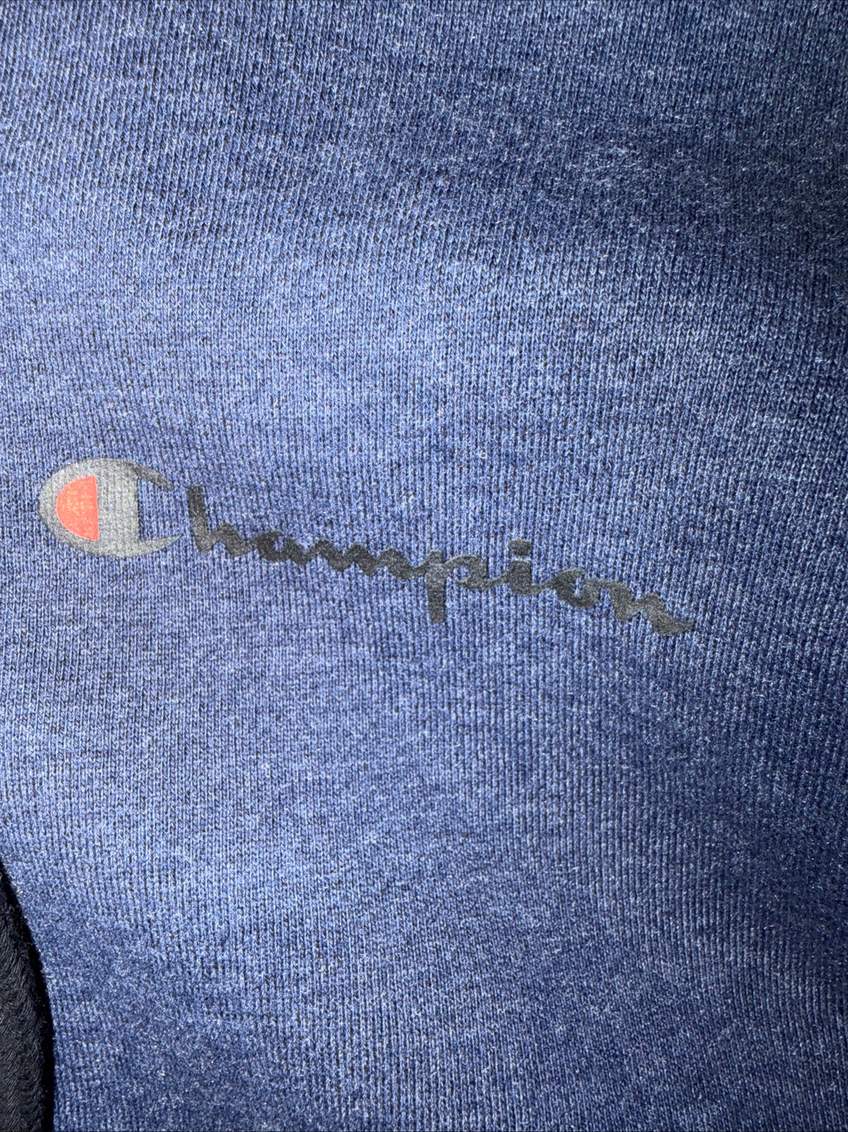 Champion Men’s Size S Blue Black Woven Mix Fleece Half-Zip Hoodie Sweatshirt