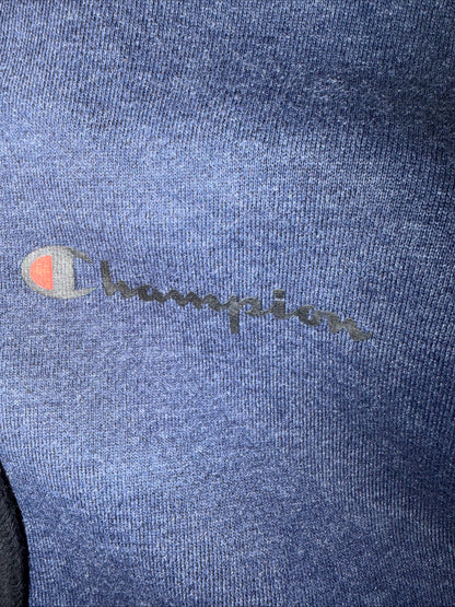 Champion Men’s Size S Blue Black Woven Mix Fleece Half-Zip Hoodie Sweatshirt