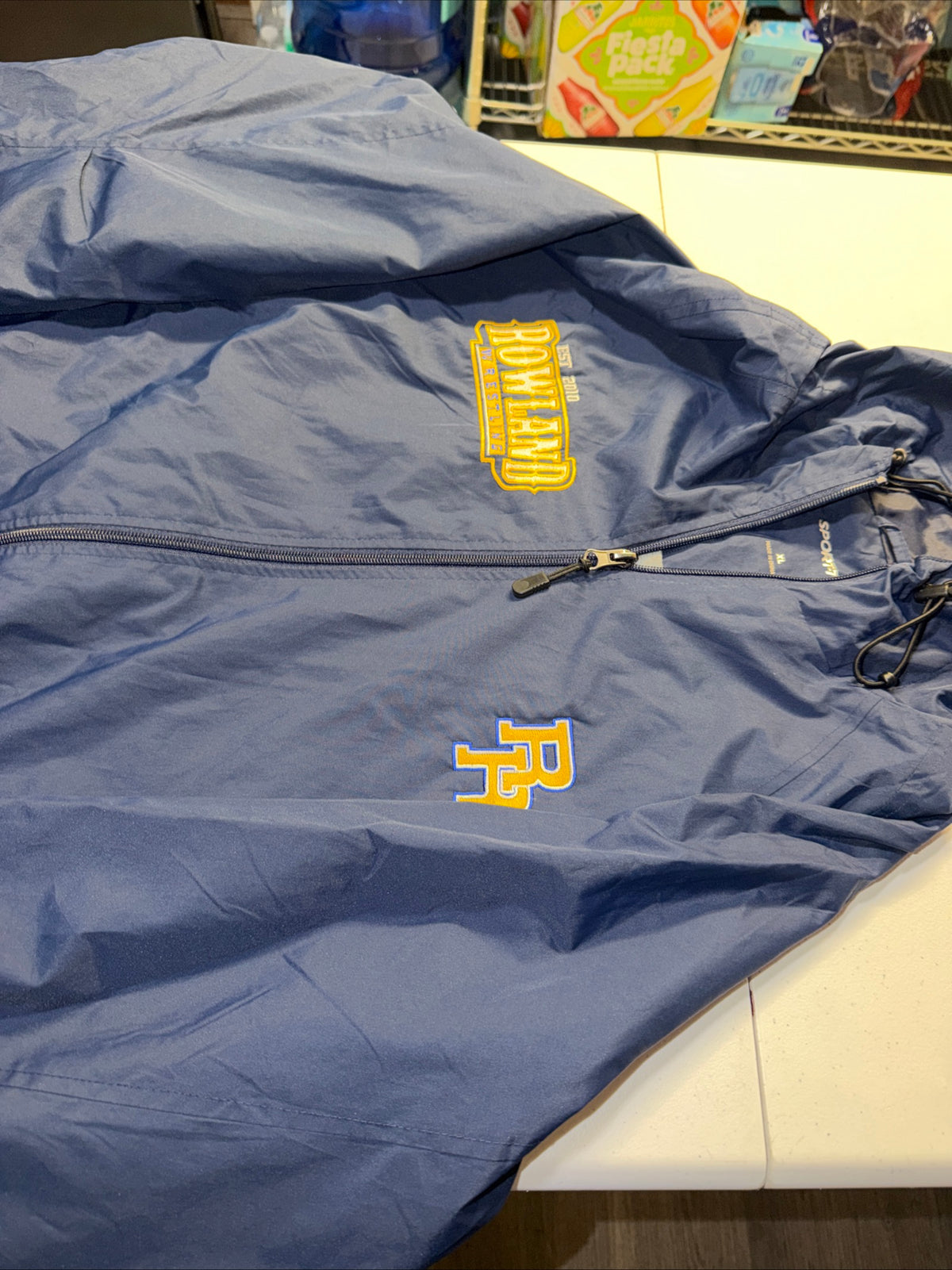 Rowland Wrestling WindBreaker Hooded Jacket Navy Blue Size XL