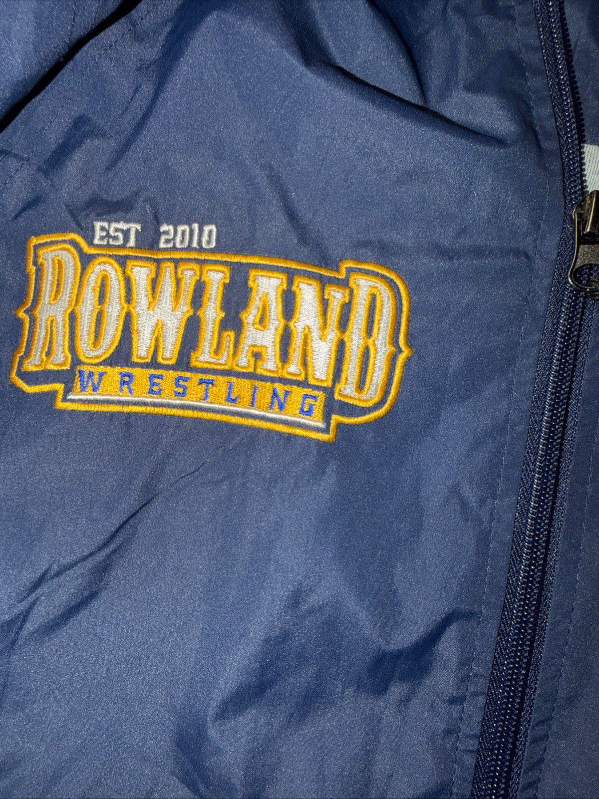 Rowland Wrestling WindBreaker Hooded Jacket Navy Blue Size XL
